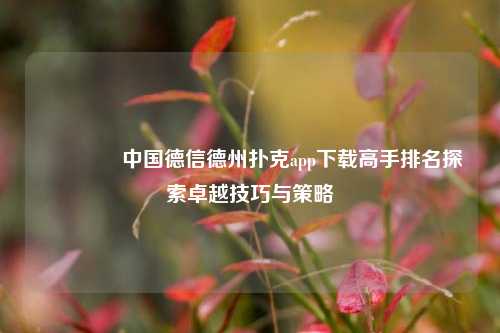 👈中国德信德州扑克app下载高手排名探索卓越技巧与策略