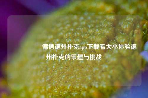🎖️德信德州扑克app下载看大小体验德州扑克的乐趣与挑战