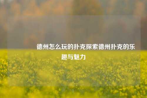 🥉德州怎么玩的扑克探索德州扑克的乐趣与魅力