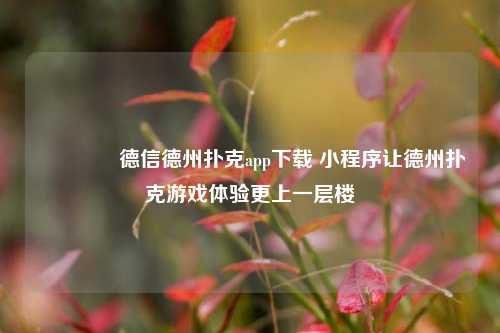 👍德信德州扑克app下载 小程序让德州扑克游戏体验更上一层楼