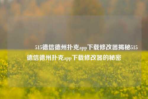 🏅515德信德州扑克app下载修改器揭秘515德信德州扑克app下载修改器的秘密