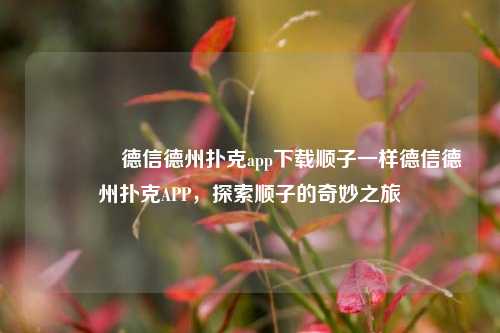 👉德信德州扑克app下载顺子一样德信德州扑克APP，探索顺子的奇妙之旅