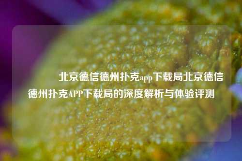 🥉北京德信德州扑克app下载局北京德信德州扑克APP下载局的深度解析与体验评测