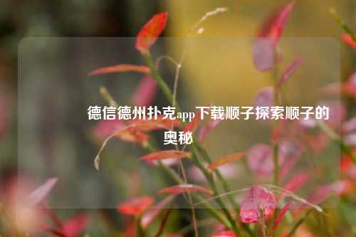 🏆德信德州扑克app下载顺子探索顺子的奥秘