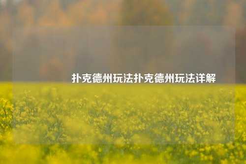 👍扑克德州玩法扑克德州玩法详解