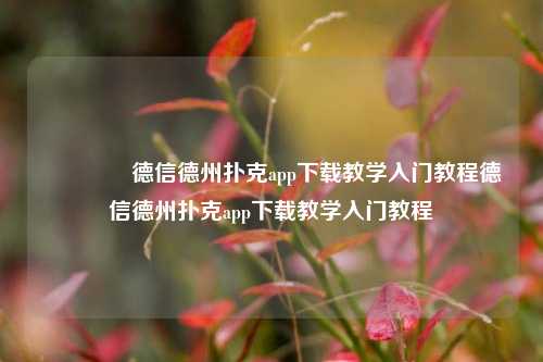 🌈德信德州扑克app下载教学入门教程德信德州扑克app下载教学入门教程