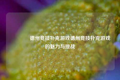 🌈德州竞技扑克游戏德州竞技扑克游戏的魅力与挑战