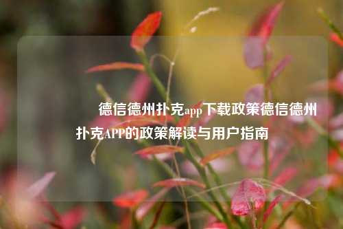 🎖️德信德州扑克app下载政策德信德州扑克APP的政策解读与用户指南