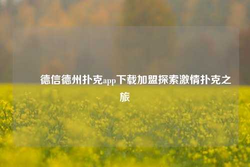 ✌️德信德州扑克app下载加盟探索激情扑克之旅
