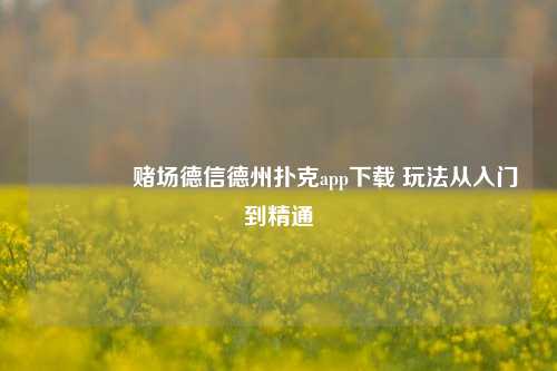 🥉赌场德信德州扑克app下载 玩法从入门到精通