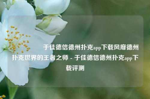🎖️于佳德信德州扑克app下载风靡德州扑克世界的王者之师 - 于佳德信德州扑克app下载评测