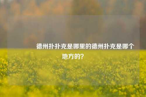 🌈德州扑扑克是哪里的德州扑克是哪个地方的？