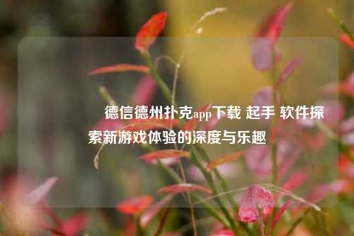 🎖️德信德州扑克app下载 起手 软件探索新游戏体验的深度与乐趣
