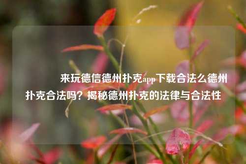 🥈来玩德信德州扑克app下载合法么德州扑克合法吗？揭秘德州扑克的法律与合法性