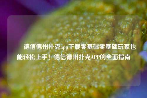 ✌️德信德州扑克app下载零基础零基础玩家也能轻松上手！德信德州扑克APP的全面指南