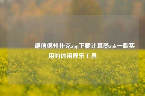 🥈德信德州扑克app下载计算器apk一款实用的休闲娱乐工具