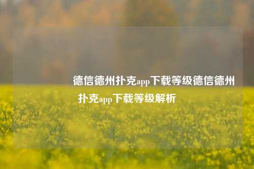 🎖️德信德州扑克app下载等级德信德州扑克app下载等级解析