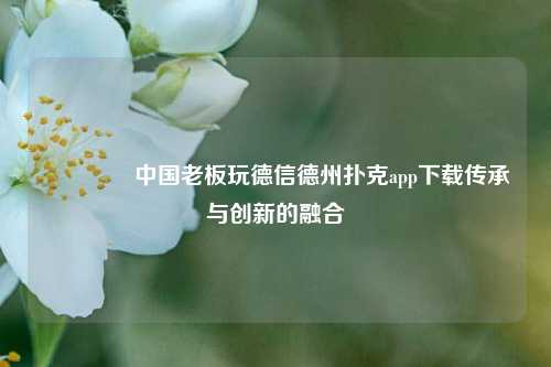 🥉中国老板玩德信德州扑克app下载传承与创新的融合