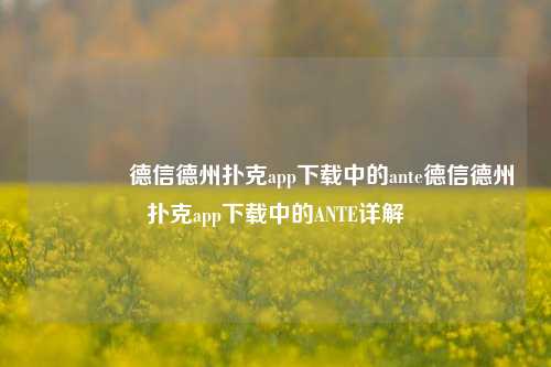 🌈德信德州扑克app下载中的ante德信德州扑克app下载中的ANTE详解
