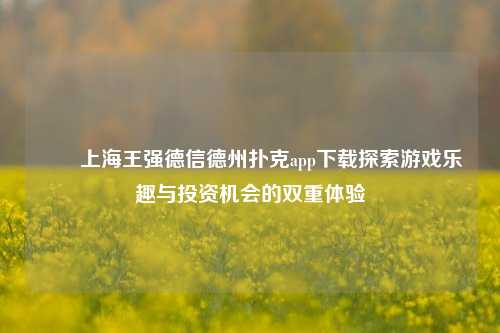 ✌️上海王强德信德州扑克app下载探索游戏乐趣与投资机会的双重体验