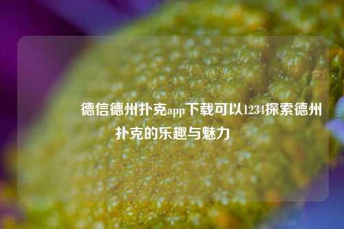 🥉德信德州扑克app下载可以1234探索德州扑克的乐趣与魅力