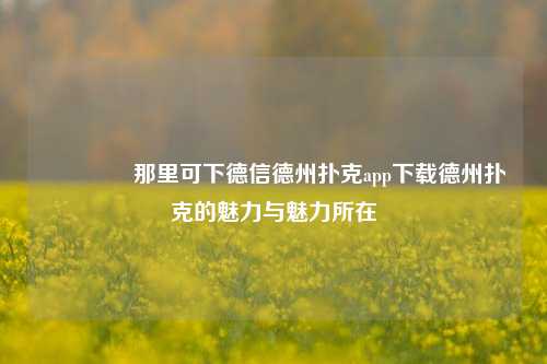 🏅那里可下德信德州扑克app下载德州扑克的魅力与魅力所在