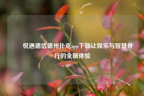 ✌️悦遇德信德州扑克app下载让娱乐与智慧并行的全新体验