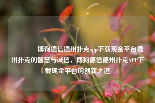 🥉博狗德信德州扑克app下载现金平台德州扑克的智慧与诚信，博狗德信德州扑克APP下载现金平台的创新之道