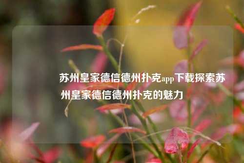 🏅苏州皇家德信德州扑克app下载探索苏州皇家德信德州扑克的魅力
