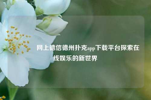 🥇网上德信德州扑克app下载平台探索在线娱乐的新世界