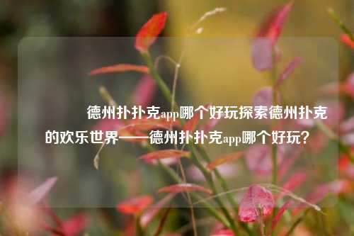 👉德州扑扑克app哪个好玩探索德州扑克的欢乐世界——德州扑扑克app哪个好玩？