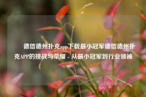 ✌️德信德州扑克app下载最小冠军德信德州扑克APP的挑战与荣耀 - 从最小冠军到行业领袖