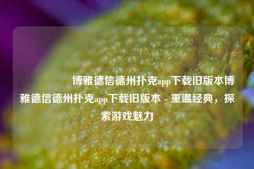 🎖️博雅德信德州扑克app下载旧版本博雅德信德州扑克app下载旧版本 - 重温经典，探索游戏魅力