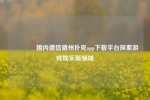 🥇国内德信德州扑克app下载平台探索游戏娱乐新领域