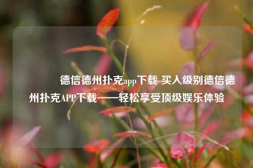 🥇德信德州扑克app下载 买入级别德信德州扑克APP下载——轻松享受顶级娱乐体验