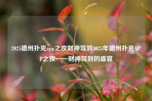 2025德州扑克app之夜财神驾到2025年德州扑克APP之夜——财神驾到的盛宴