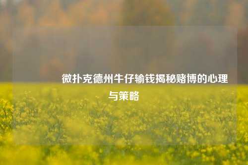 🥉微扑克德州牛仔输钱揭秘赌博的心理与策略