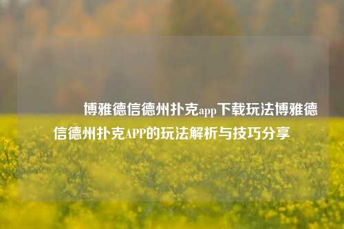 👈博雅德信德州扑克app下载玩法博雅德信德州扑克APP的玩法解析与技巧分享