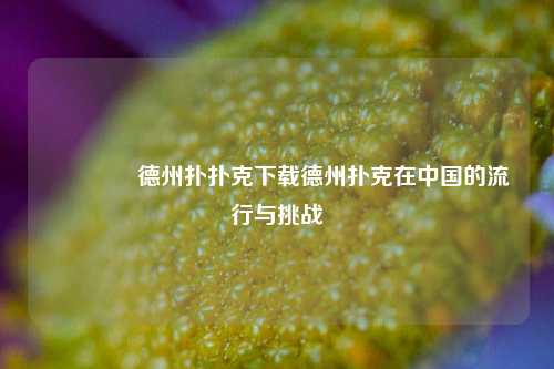 🥇德州扑扑克下载德州扑克在中国的流行与挑战