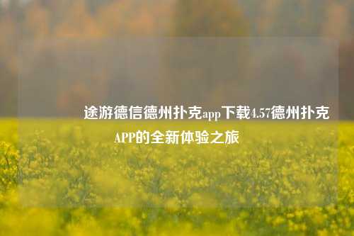 🥈途游德信德州扑克app下载4.57德州扑克APP的全新体验之旅