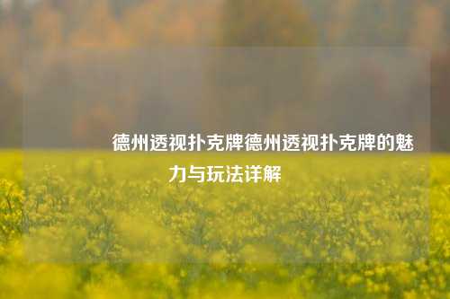 👍德州透视扑克牌德州透视扑克牌的魅力与玩法详解