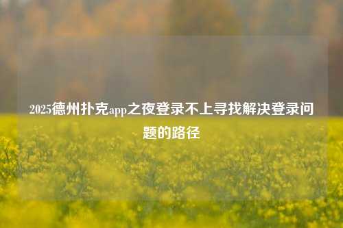 2025德州扑克app之夜登录不上寻找解决登录问题的路径