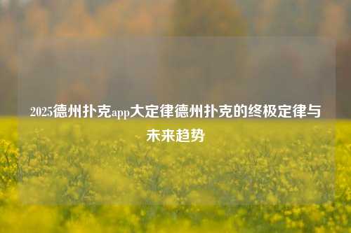 2025德州扑克app大定律德州扑克的终极定律与未来趋势