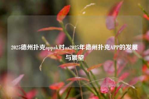2025德州扑克appak对aa2025年德州扑克APP的发展与展望