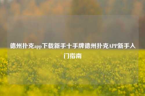 德州扑克app下载新手十手牌德州扑克APP新手入门指南