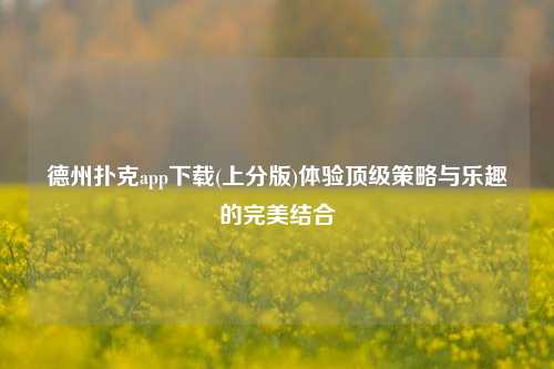 德州扑克app下载(上分版)体验顶级策略与乐趣的完美结合