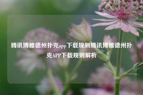 腾讯博雅德州扑克app下载规则腾讯博雅德州扑克APP下载规则解析