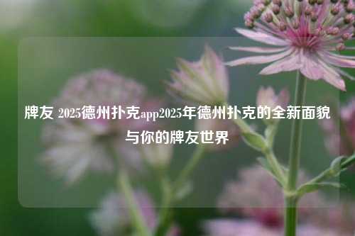 牌友 2025德州扑克app2025年德州扑克的全新面貌与你的牌友世界