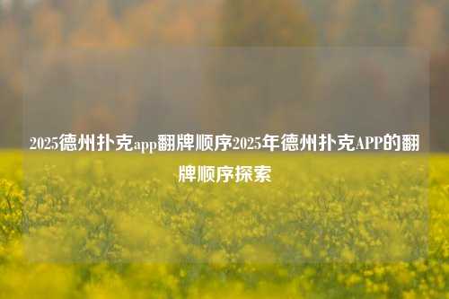 2025德州扑克app翻牌顺序2025年德州扑克APP的翻牌顺序探索