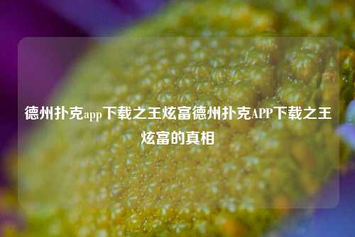 德州扑克app下载之王炫富德州扑克APP下载之王炫富的真相